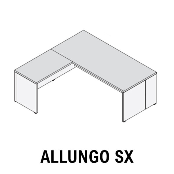 scrivania con allungo a sinistra